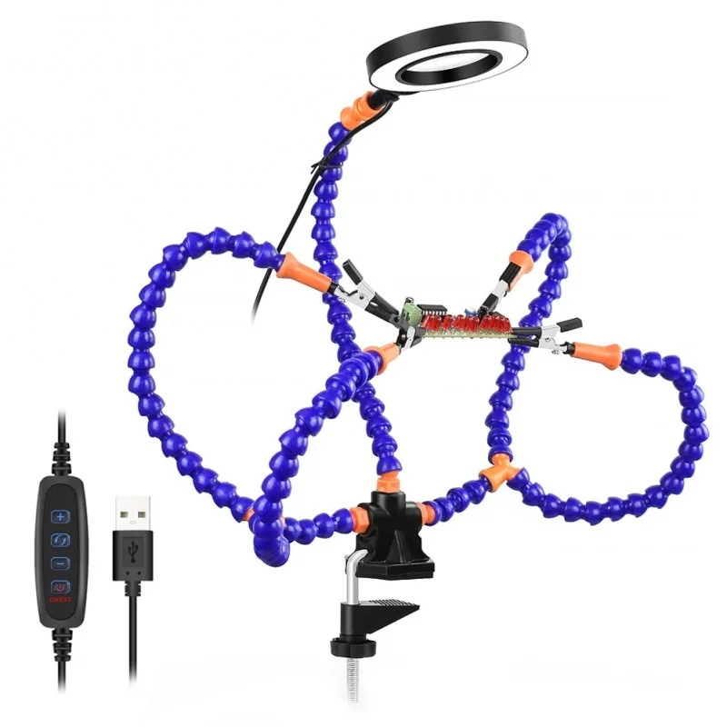 Soporte Pistola Soldadura 4 Manos Con LED Azul Ne.