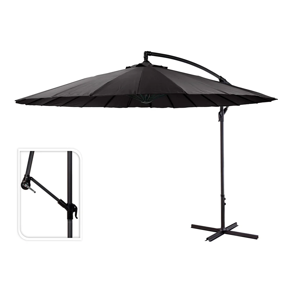 Parasol Excêntrico Diam.300cm Cinza Escuro