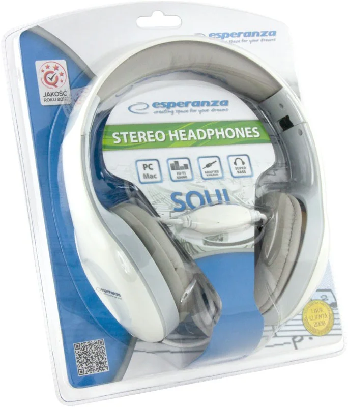 Auscultadores Soul C/ Fios Stereo Branco - Esperanza