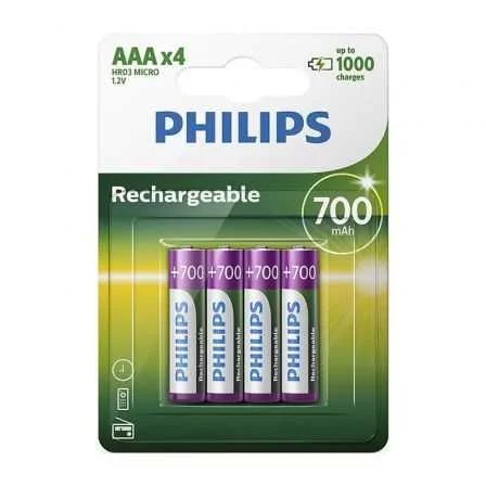 Pack de 4 Pilas AAA Philips R03b4a70/10/ 1.2v/ Re.