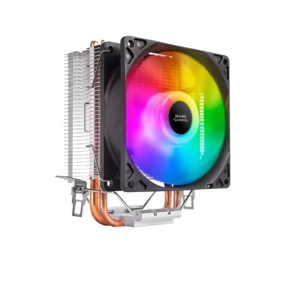 Cooler Mars Gaming Mcpuargb CPU Cooler, Chroma Auto Rgb, 12cm Pwm Fan, 2x Hp, 130w, Black