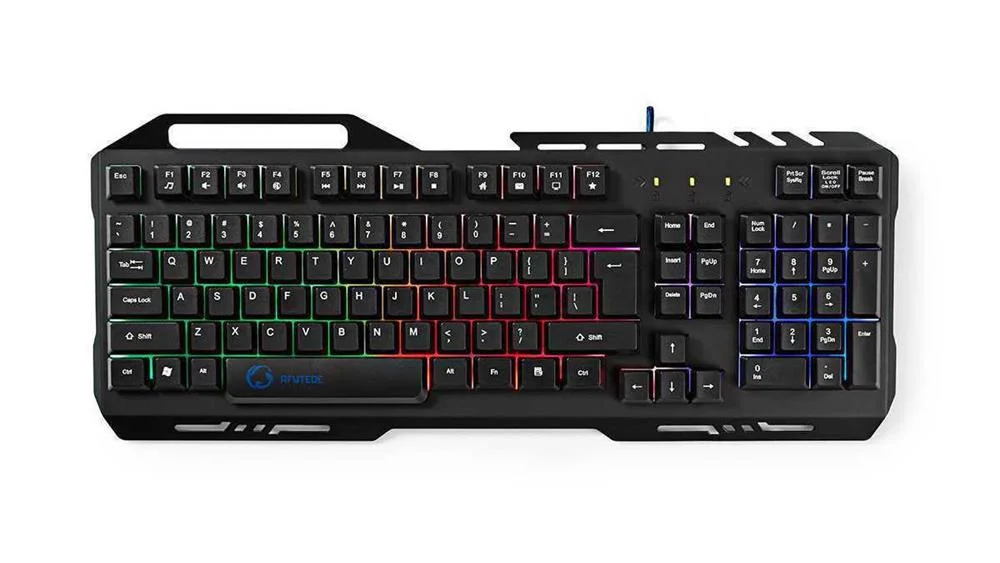 Teclado com Fios para Jogos  Usb 2.0  Teclas de Membrana  Leds