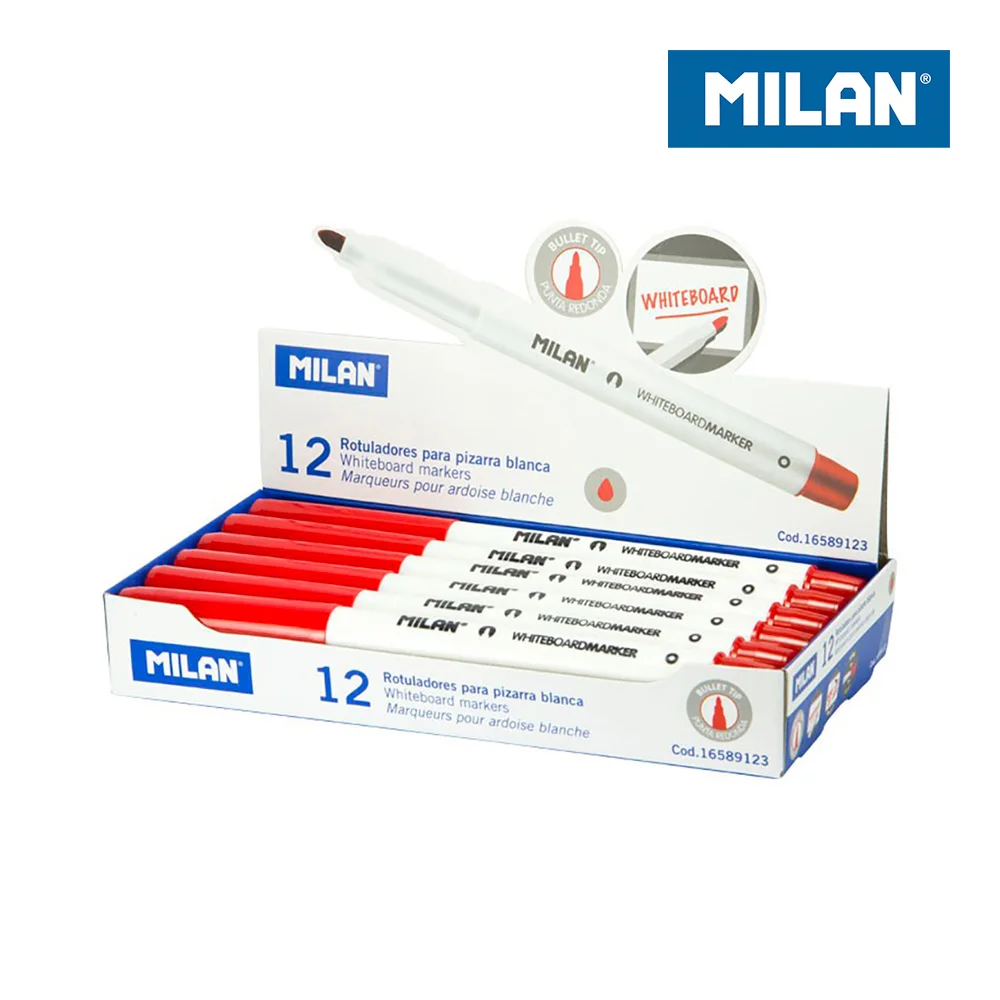 Caixa 12 Marcadores Vermelhos Para Quadro-br