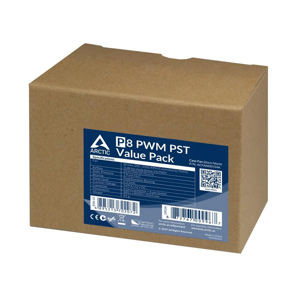Arctic P8 Pwm Pst, Ventoinha, 8 Cm, 3000 Rpm, 0,3.