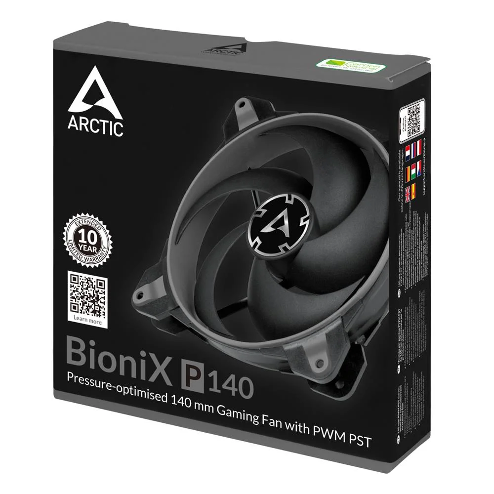 Arctic Bionix P140 (Grey)  Pressure-Optimised 140 Mm Gaming Fan With Pwm Pst