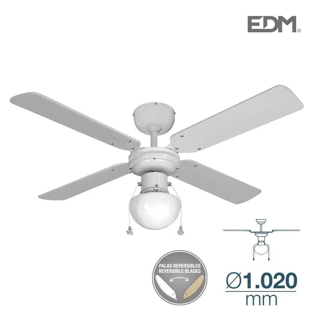 Edm Caribe Ventoinha De Teto Com Luz 60w - Branco