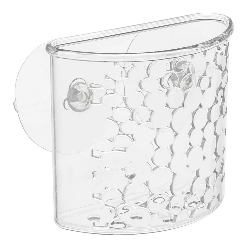 Recipiente Plástico Transparente Redondeado para Casa de Banho com Ventosa Modelo Galet