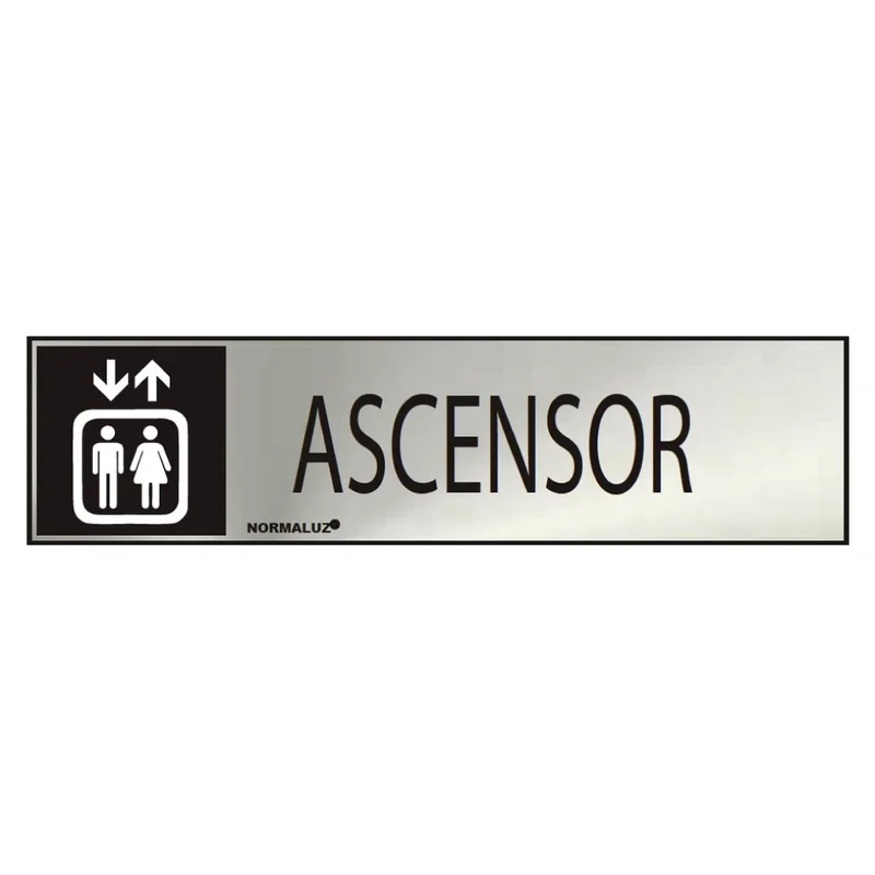 Sinal Informativo "Ascensor" (Inox Adesivo 0.8mm) 5x20cm Normaluz