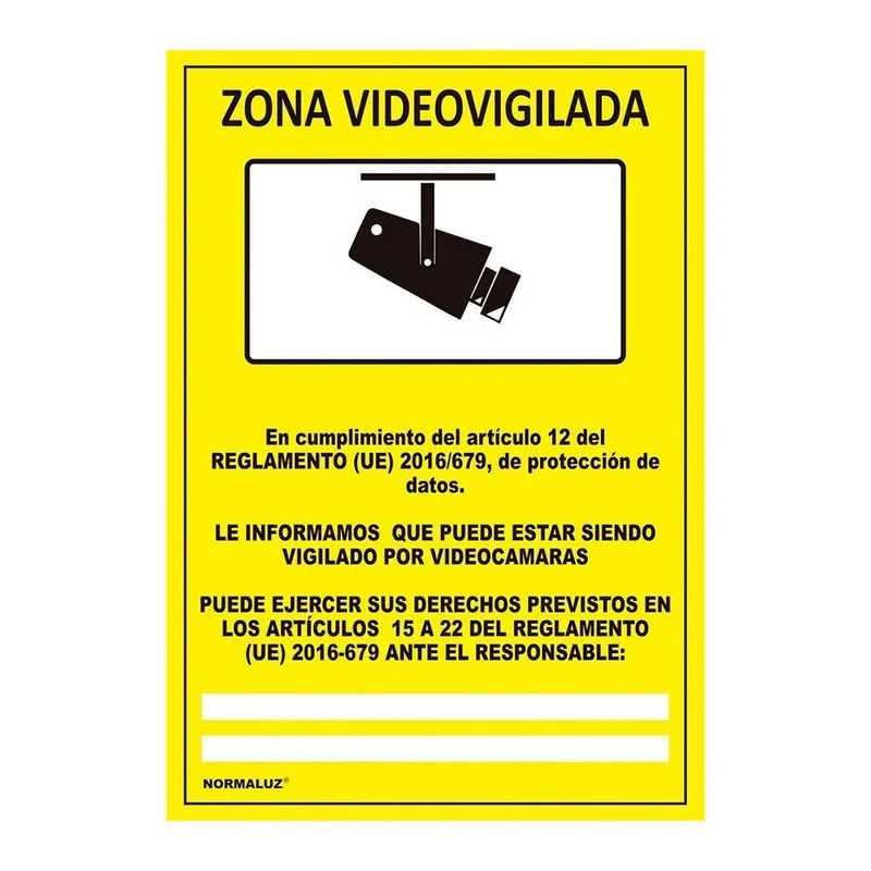 Sinal Zona com Video Vigilancia Adesiva 15x20cm