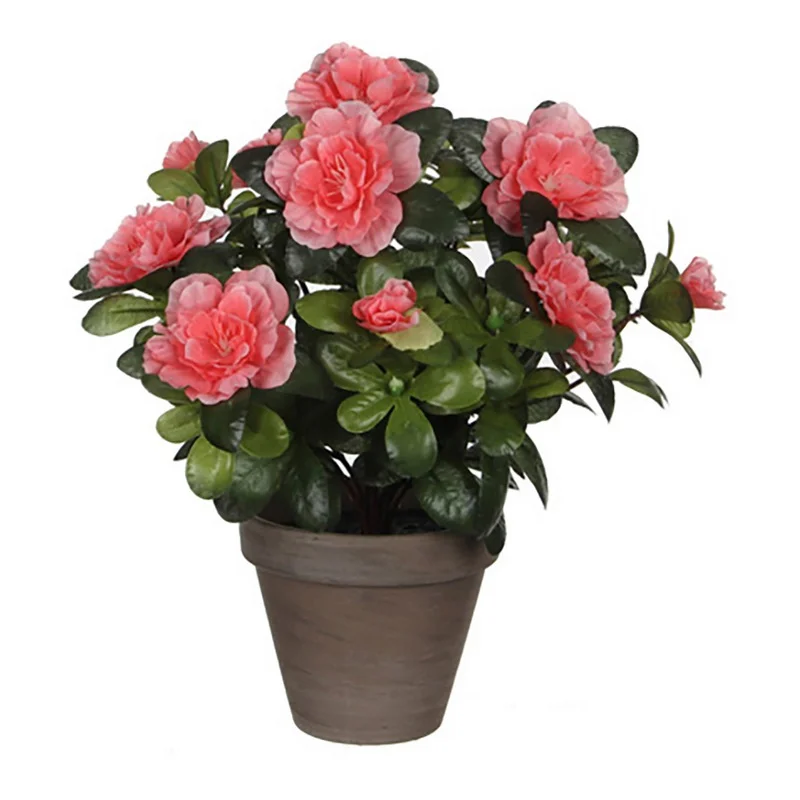 Azálea Artificial Em Vaso Cinzento - 11,5 Cm