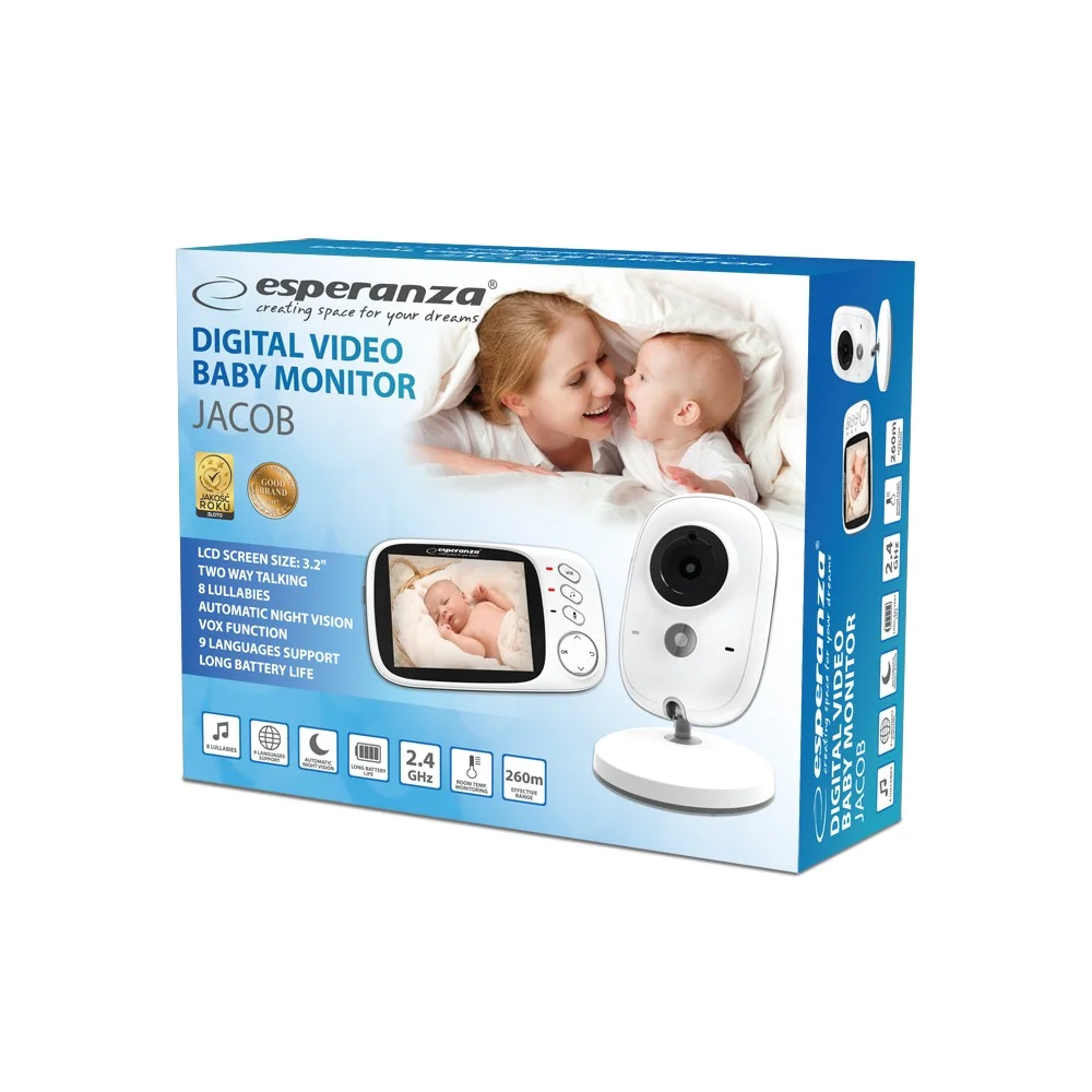 Esperanza Ehm002 Lcd Baby Monitor 3 2  White