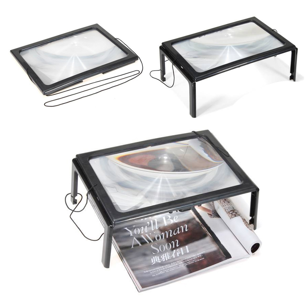 Lupa A4 3x De Leitura Com 4 Leds