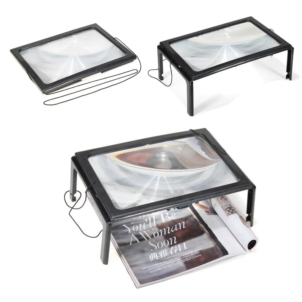 Lupa A4 3x De Leitura Com 4 Leds