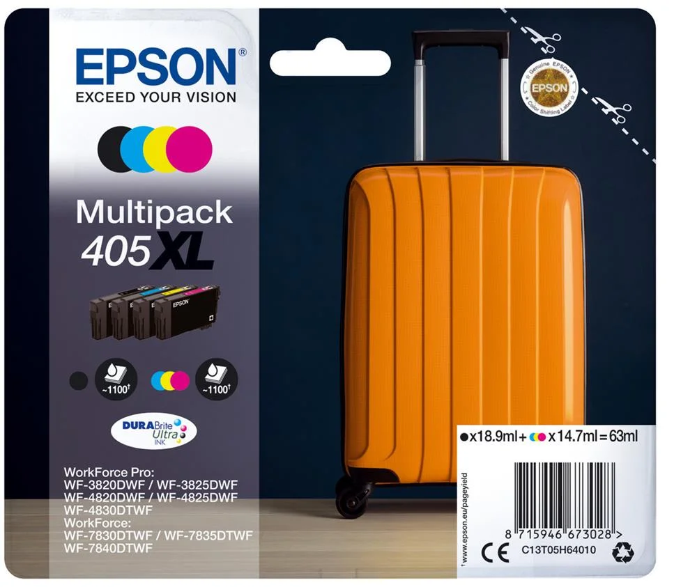 Epson 405xl Durabrite Ultra, Tinta à Base de Pigm.