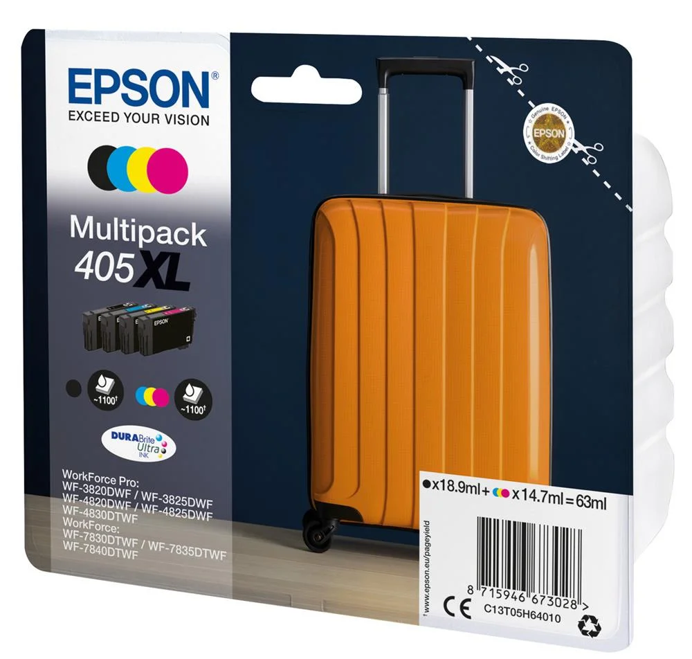 Epson 405xl Durabrite Ultra, Tinta à Base de Pigm.