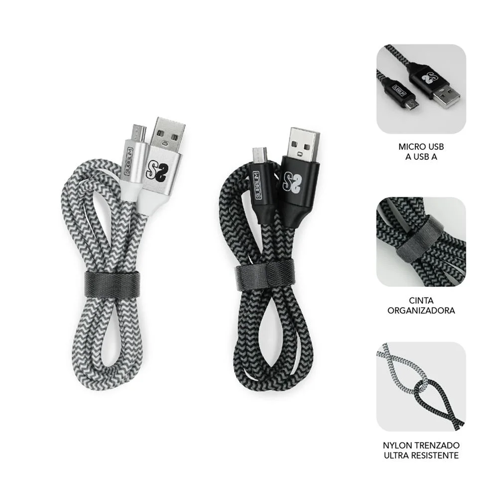 Subblim Pack 2 Cables Usb a Micro Usb (2.4a) 1m B.