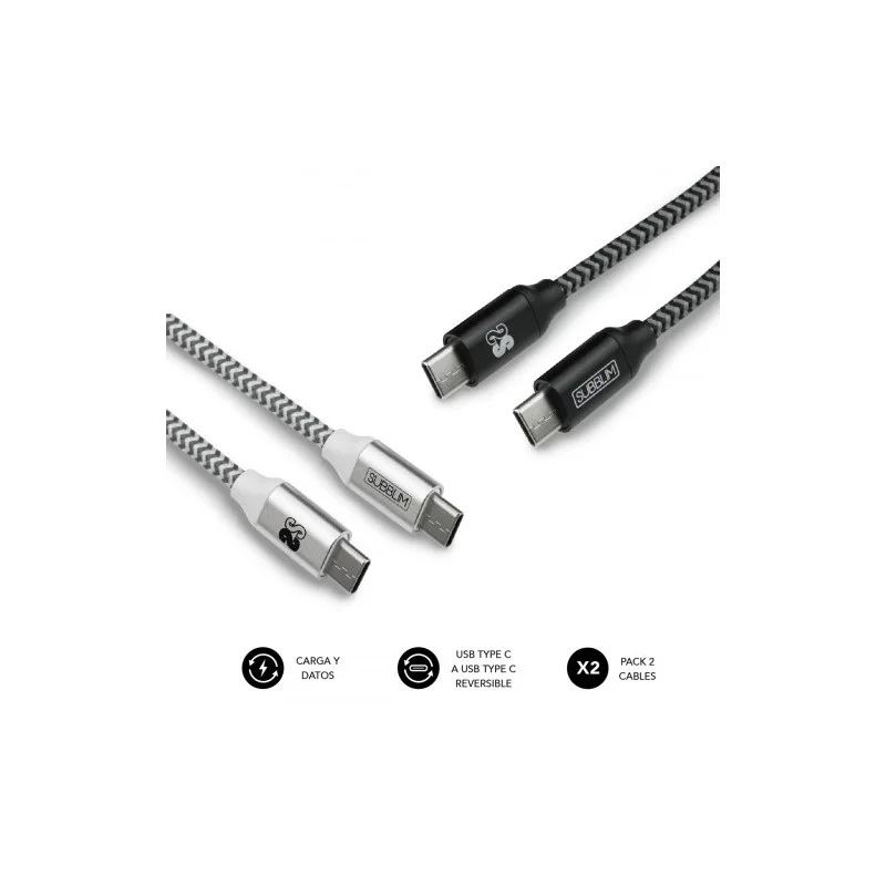 Subblim Pack 2 Cables Usb Tipo Usb-C a Usb-C 1 M .
