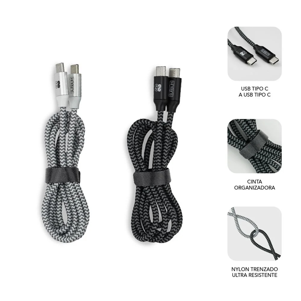 Subblim Pack 2 Cables Usb Tipo Usb-C a Usb-C 1 M .