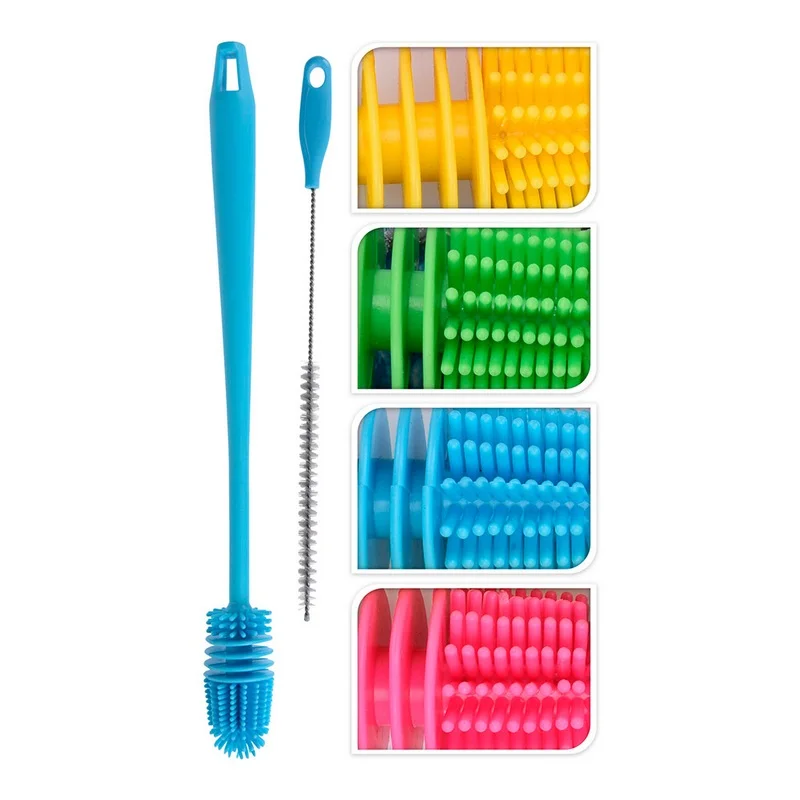 Set 2 Escovinhas Limpa Garrafas Cores Variadas