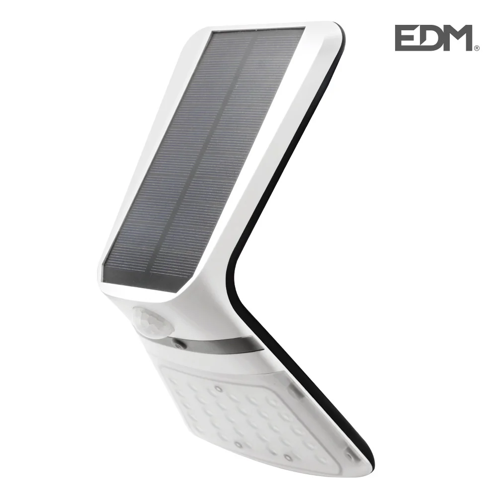 Candeeiro de Parede Solar 3,5w 430lm Sensor de Presença Recarregável (2-8m) Cor Branca 10,5x13cm Edm