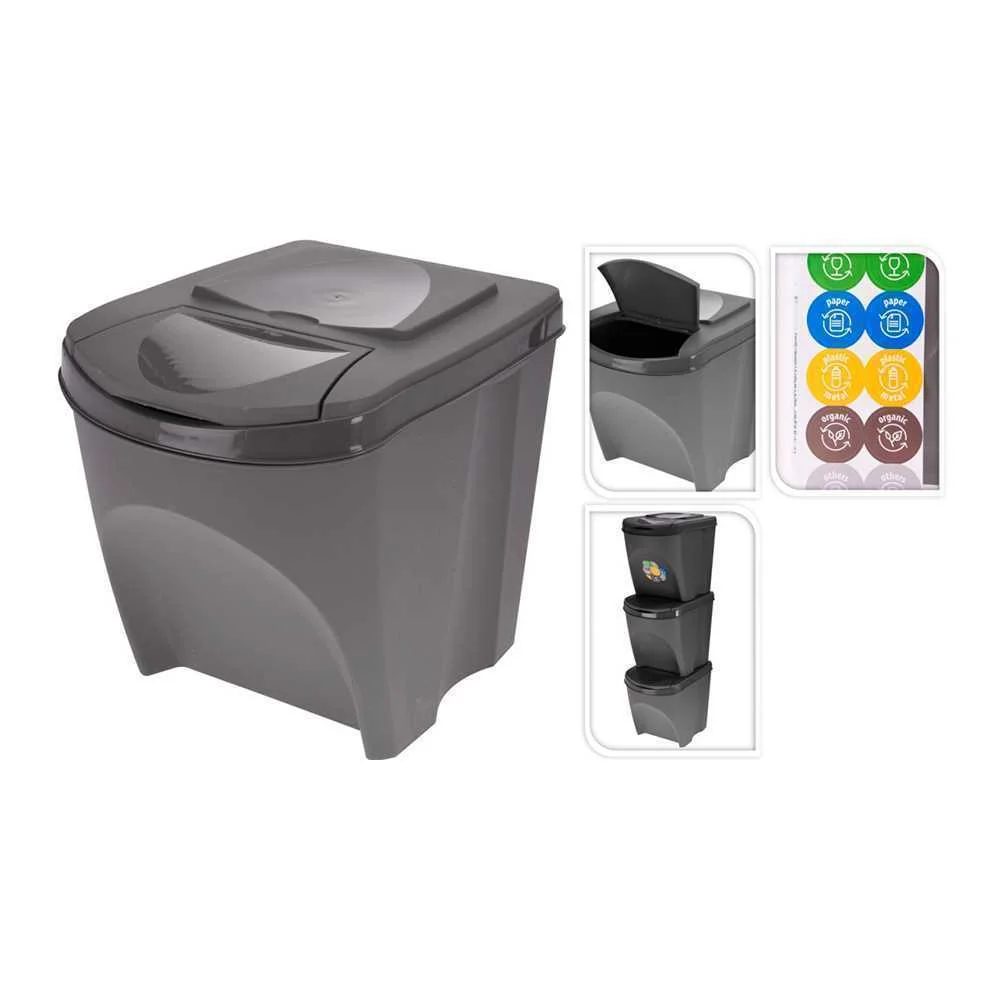 Sistema de Cubos Recicláveis Empilháveis 3 X25 L