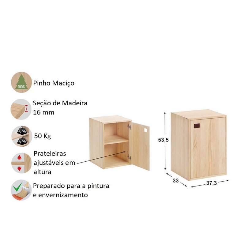 Movel De Madeira Dinamic 1 Porta 37.3x53.5x33cm