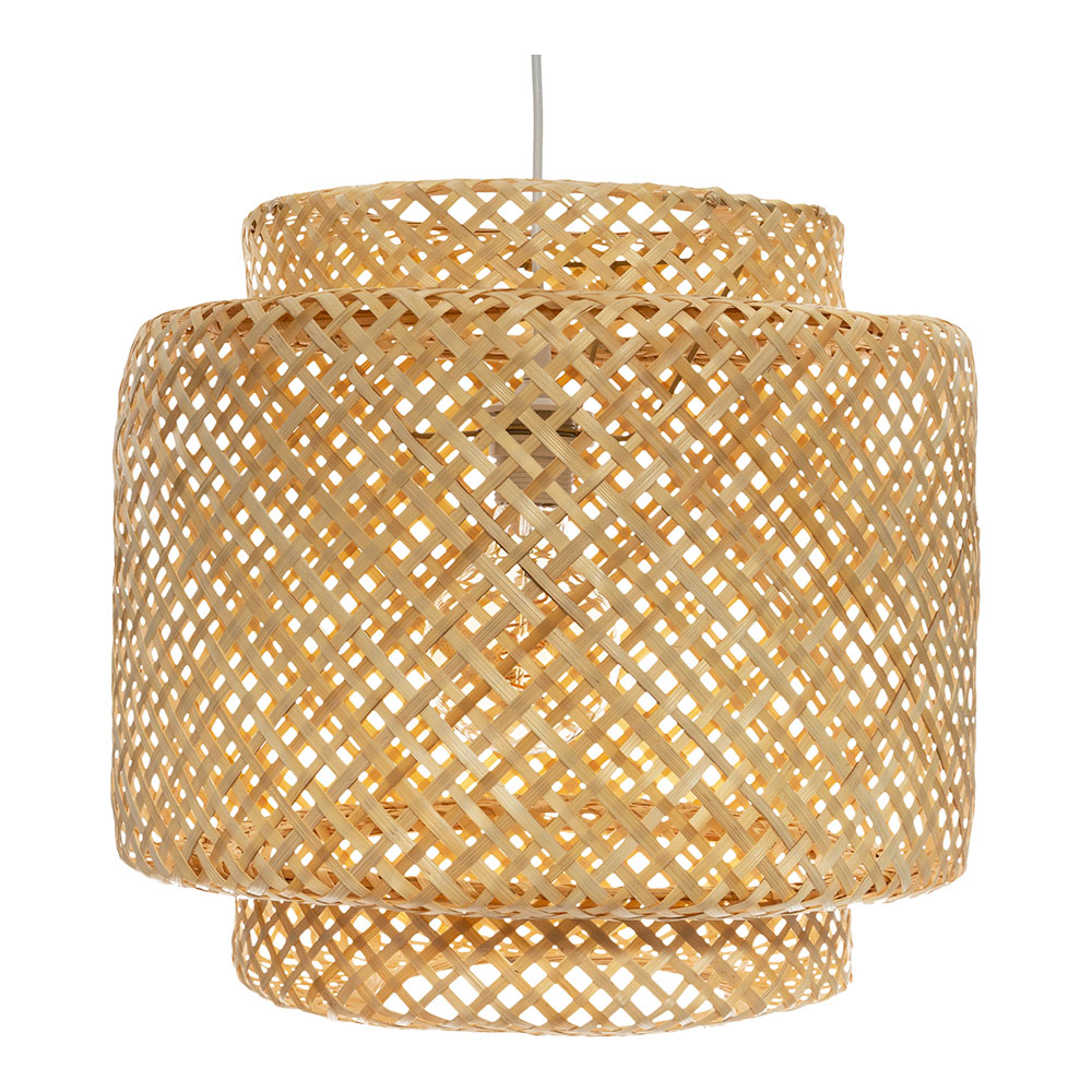 Lâmpada De Teto E27 De Bambu Natural Modelo Liby