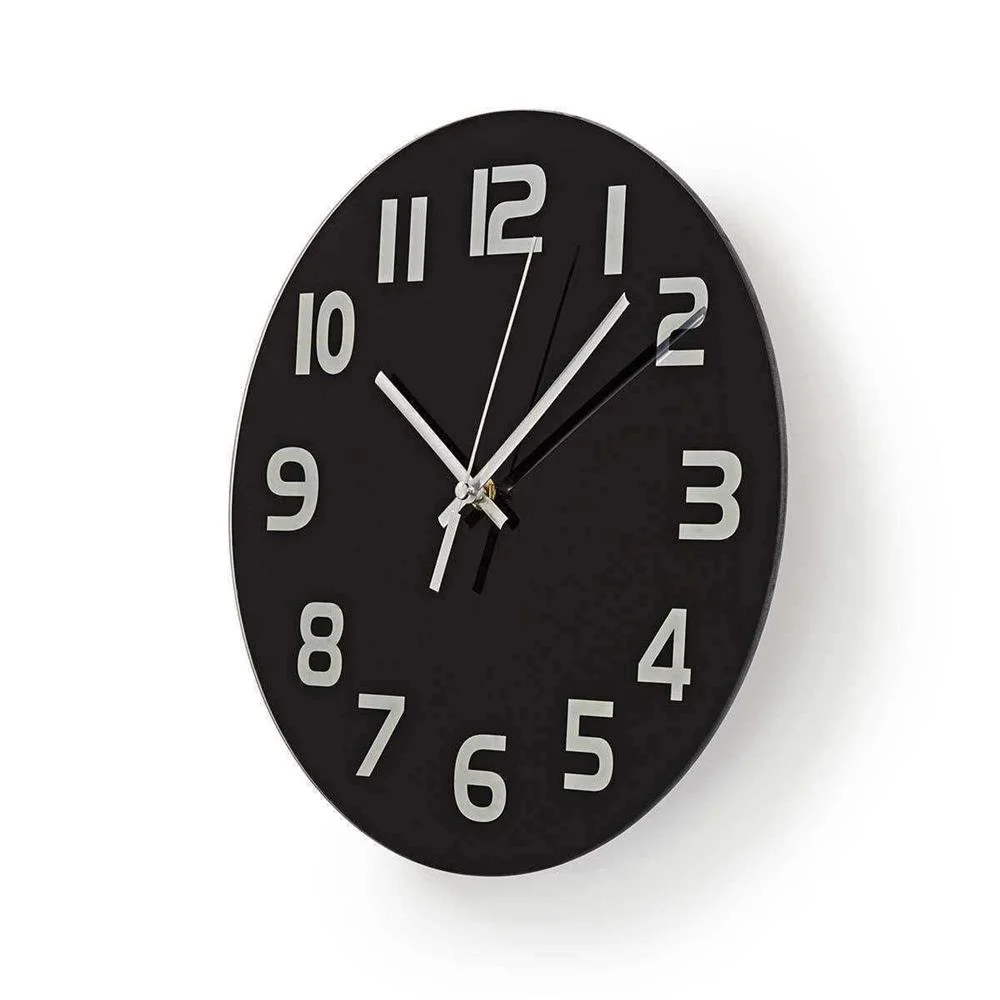 Reloj de Pared | Diámetro: 300 Mm | Cristal | Negro