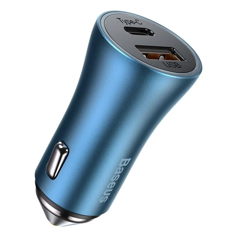 Carregador de Carro Baseus Usb e Usb-C 3a Azul