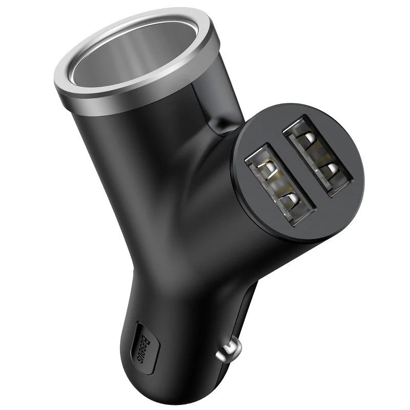 Cargador de Coche 2 X Usb Y Mechero Negro
