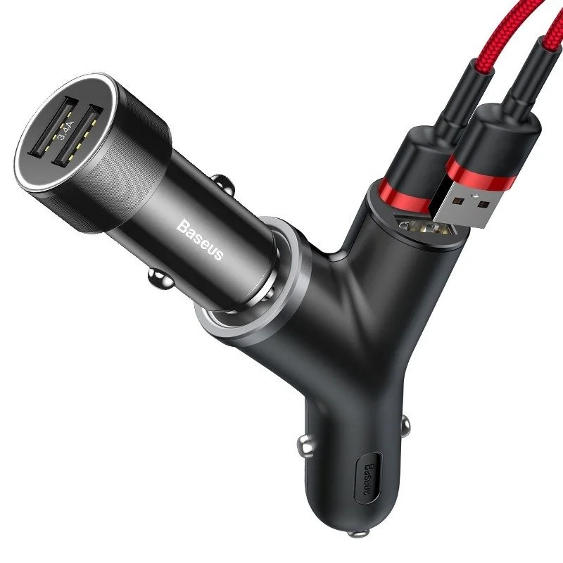Cargador de Coche 2 X Usb Y Mechero Negro
