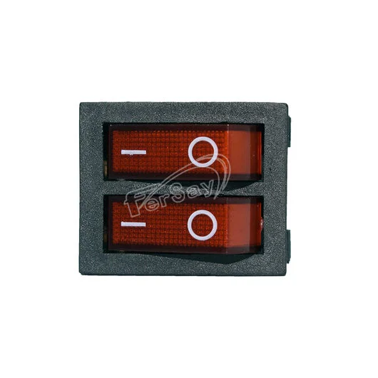 Interruptor doble luminoso, negro con teclas rojas
