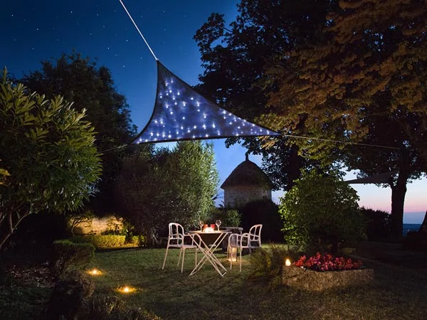 Toldo Vela com Céu Estrelado LED - Triangular - 3.6 X 3.6 X 3.6 M - Azul Escuro