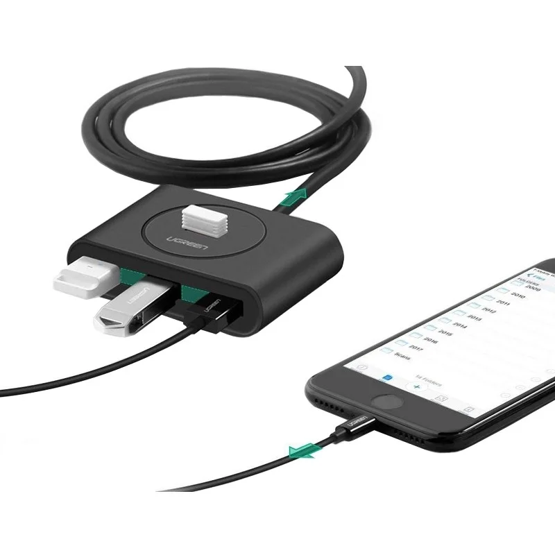 Hub Ugreen Cr113 4 Portas Usb 3.0 0.5m Preto