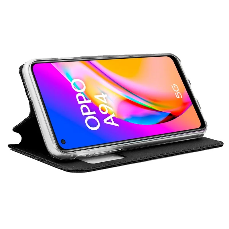 Cool Flip Cover Case para Oppo A94 5g / Reno 5z Liso Preto