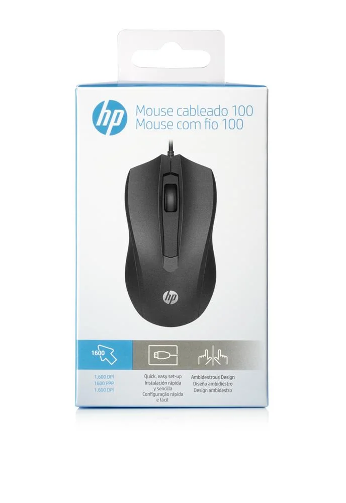 Rato Hp Ratón Con Cable Hp 100 Preto 
