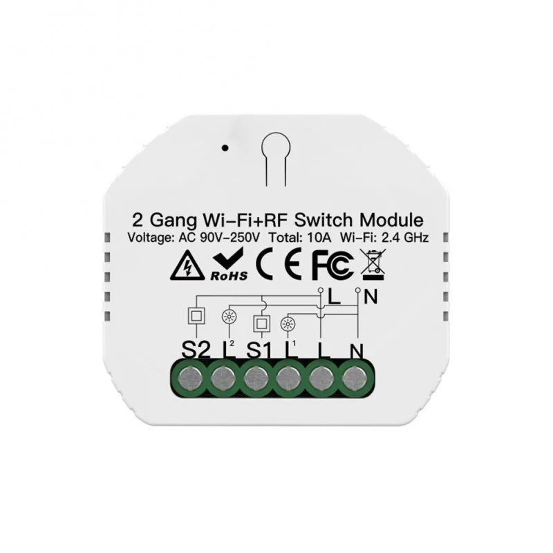 Módulo 2 Canais On/off Rf 433mhz + Wifi