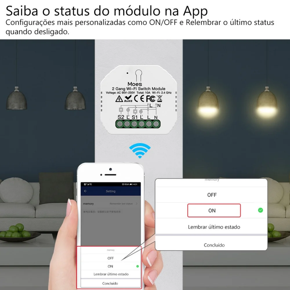 Módulo 2 Canais On/off Rf 433mhz + Wifi
