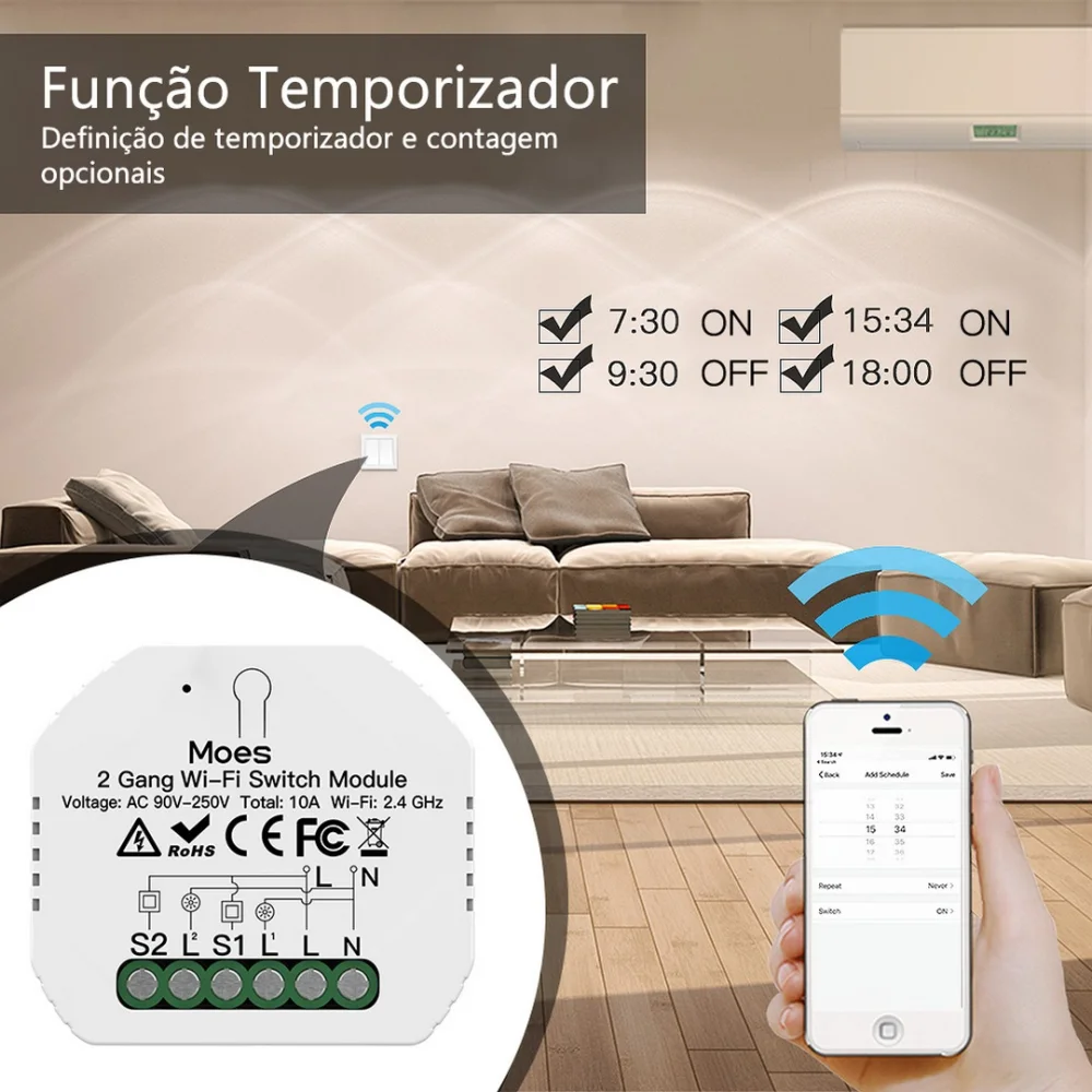 Módulo 2 Canais On/off Rf 433mhz + Wifi