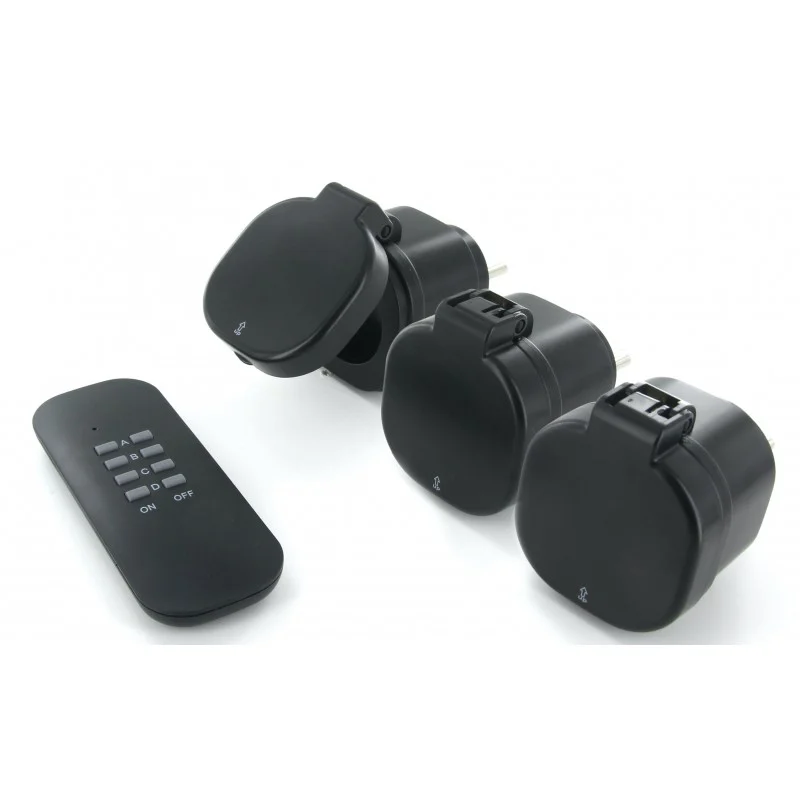 Pack de 3 Mini Tomadas On / Off 3000w + Comando