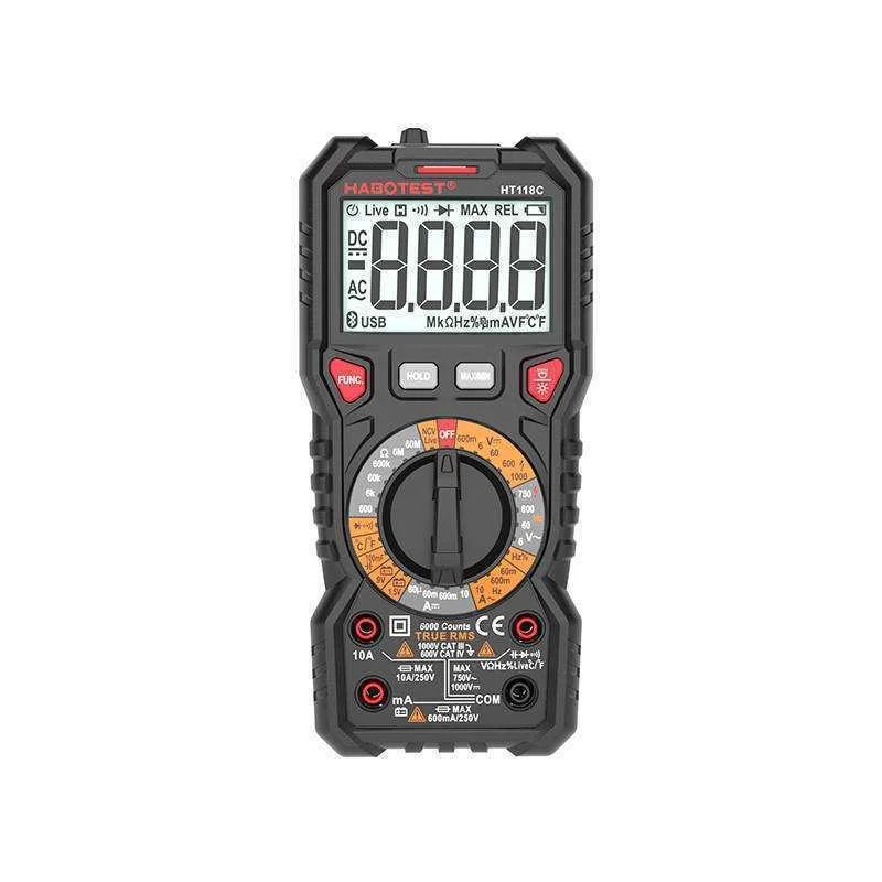 Digitální Multimetr Se Svítilnou Habotest Ht118c, True Rms, Ncv, Testování Baterií
