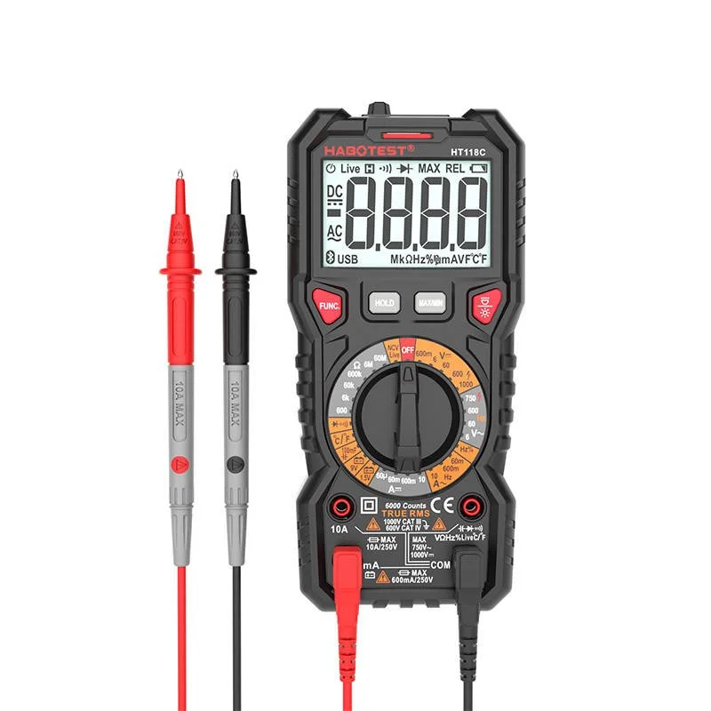 Digitální Multimetr Se Svítilnou Habotest Ht118c, True Rms, Ncv, Testování Baterií