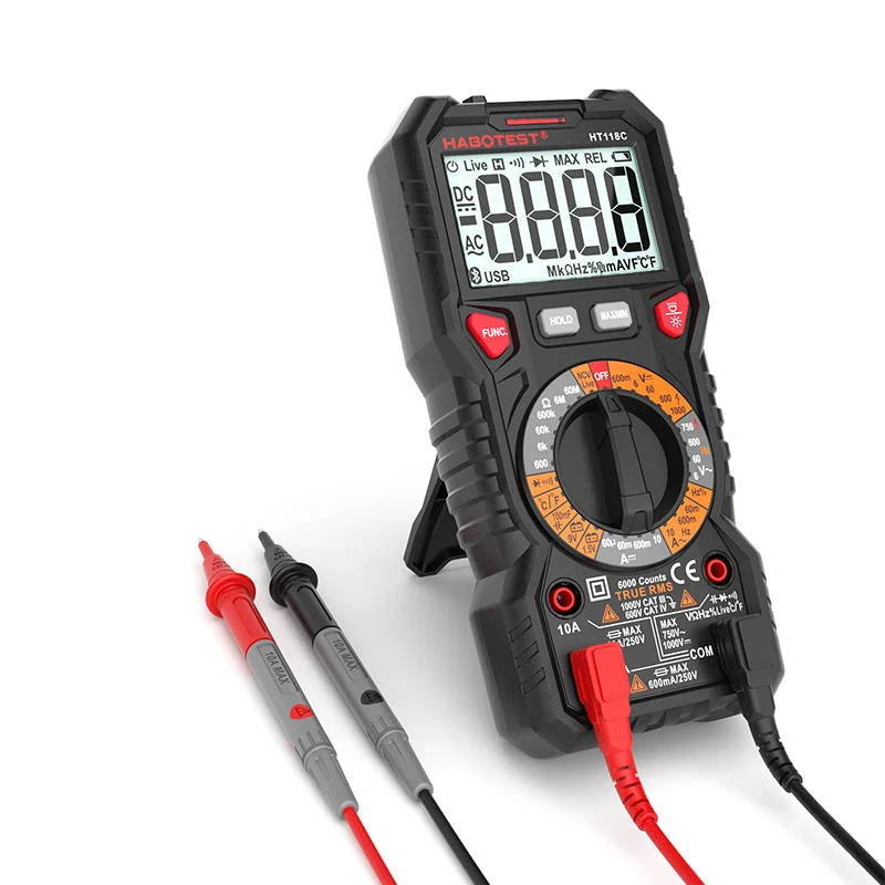 Digitální Multimetr Se Svítilnou Habotest Ht118c, True Rms, Ncv, Testování Baterií
