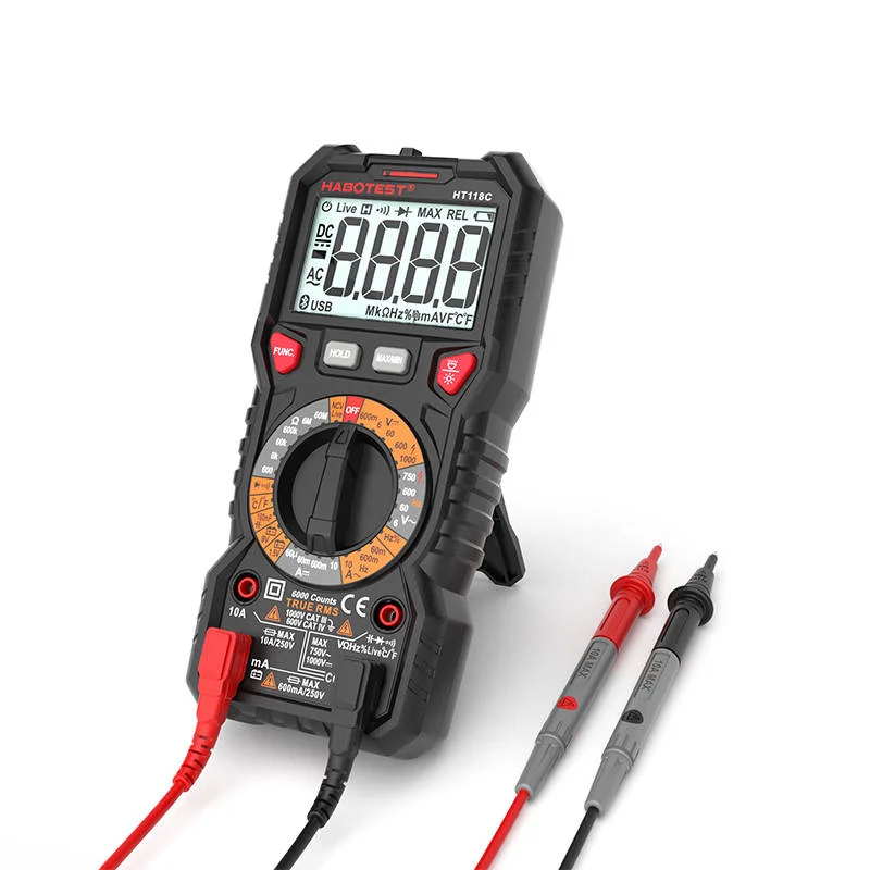Digitální Multimetr Se Svítilnou Habotest Ht118c, True Rms, Ncv, Testování Baterií