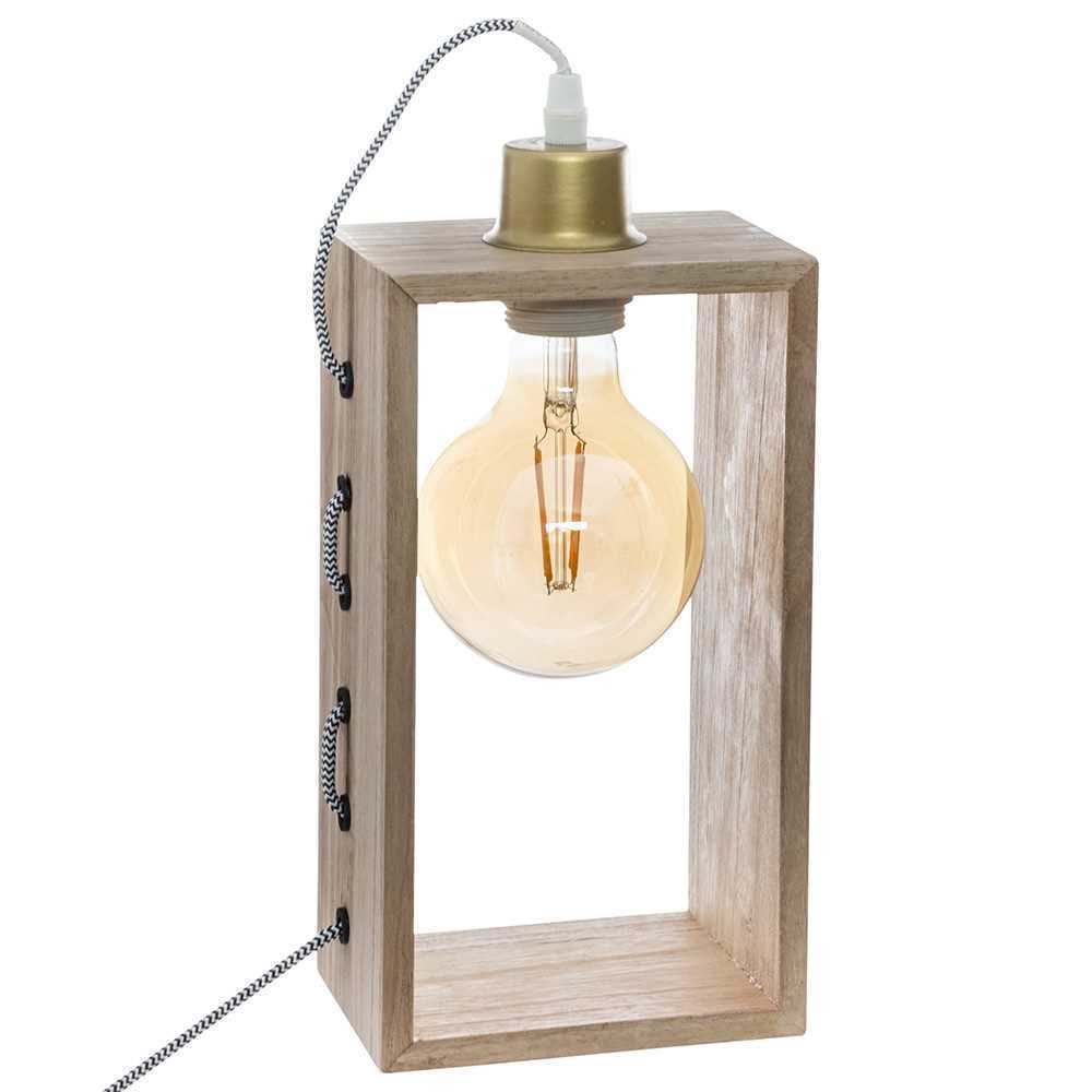 Lampada Em Abajur De Madeira Iwata