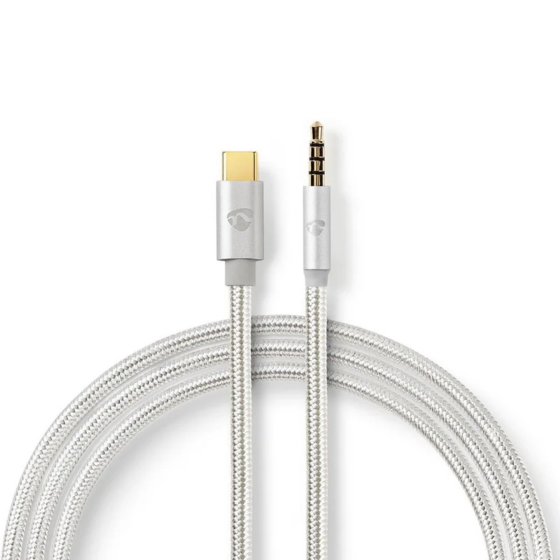 Adaptador Usb-C | Usb 2.0 | Usb-C Macho | 3.5 Mm Macho | 1.00 M | Redondo | Chapado En Oro | Nylon