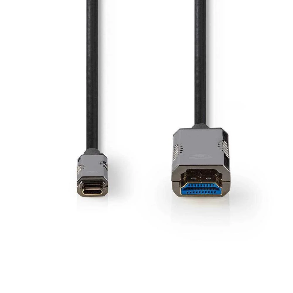 Cable Óptico Usb Activo | Usb-C Macho | Conector Hdmi | 18 Gbps | 50.0 M | Redondo | Pvc | Negro |