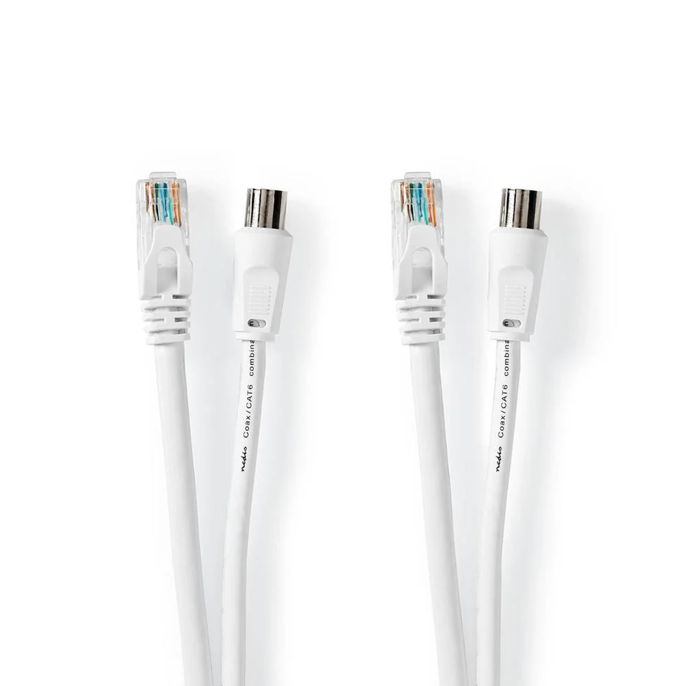 Cabo Coaxial / Cat6 Combinado Com Fichaes .