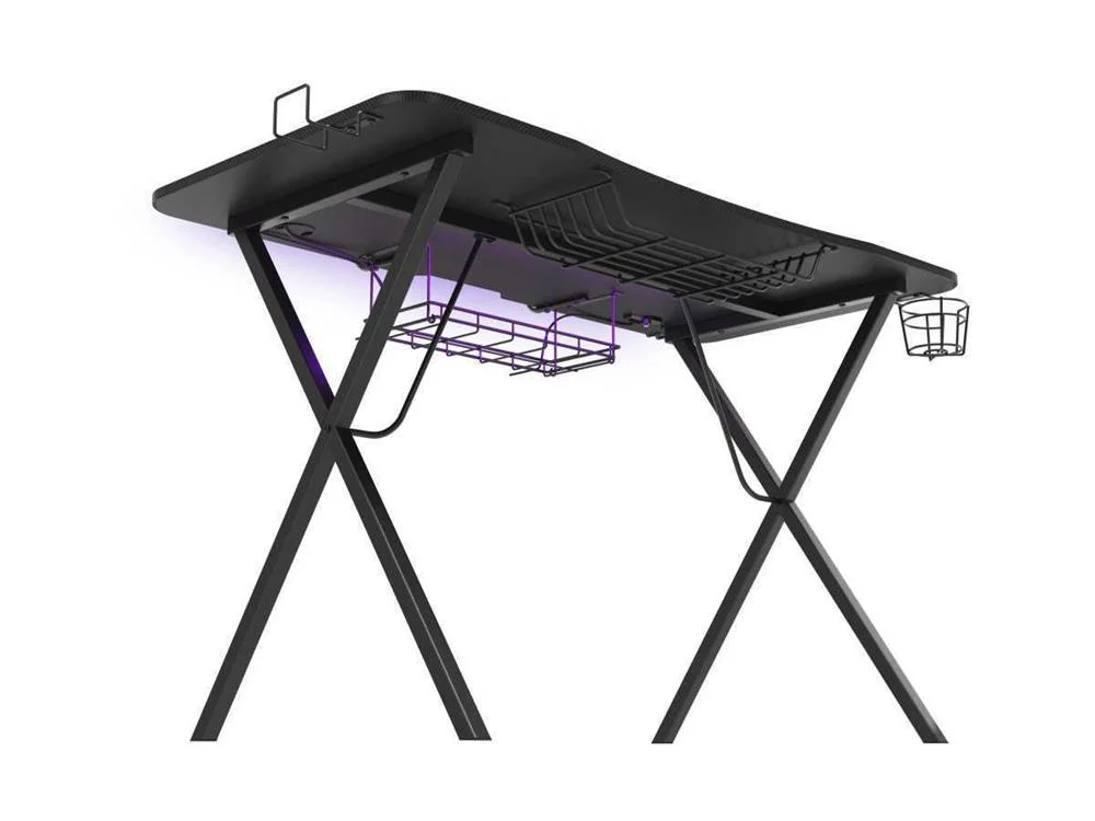 Secretária Genesis Holm 300 RGB Preto Aço Madeira Mdf 