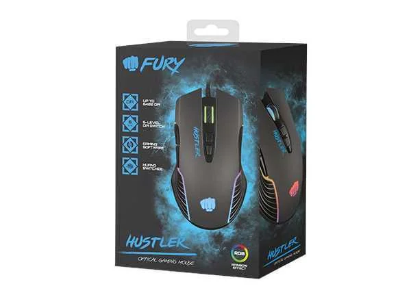Rato Gaming Hustler Usb Type-A Ótico 6400dpi Preto - Fury